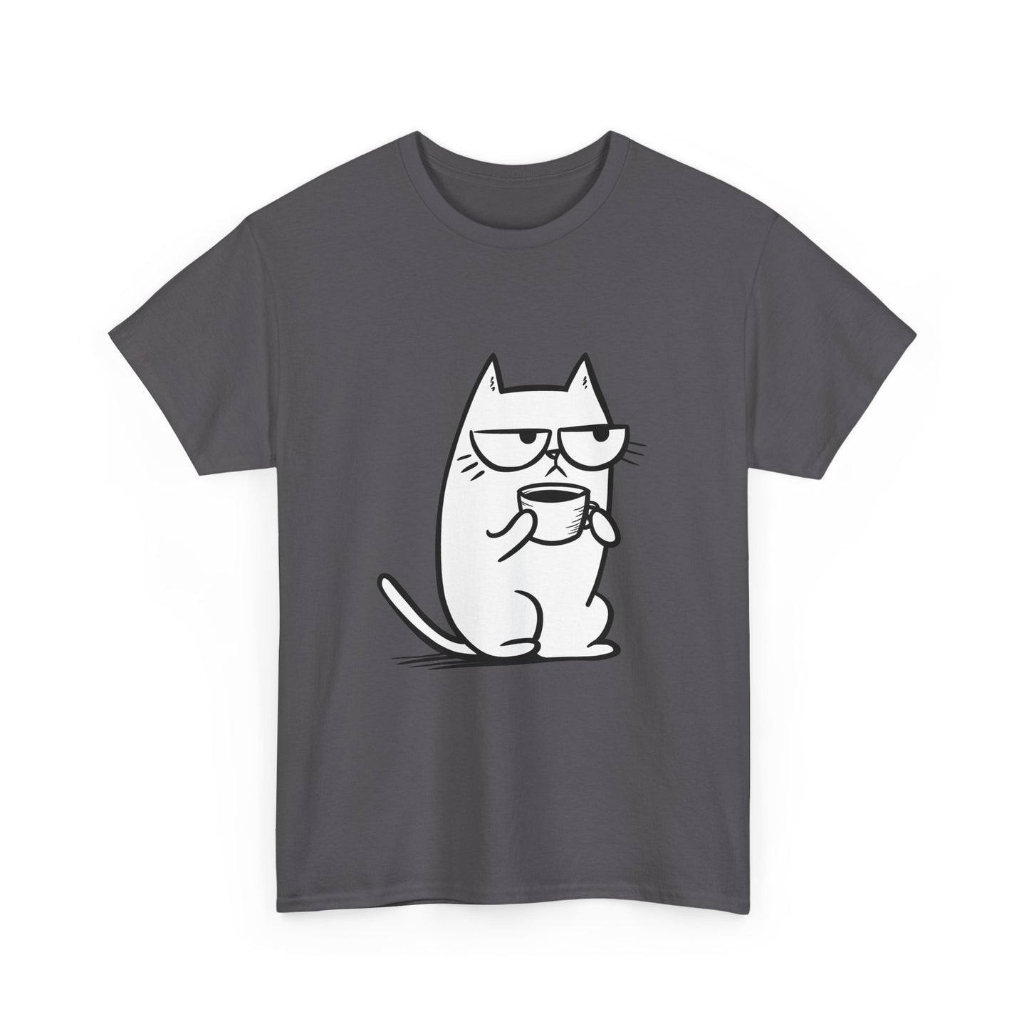 T-shirt en coton durable – Chat sarcastique avec tasse