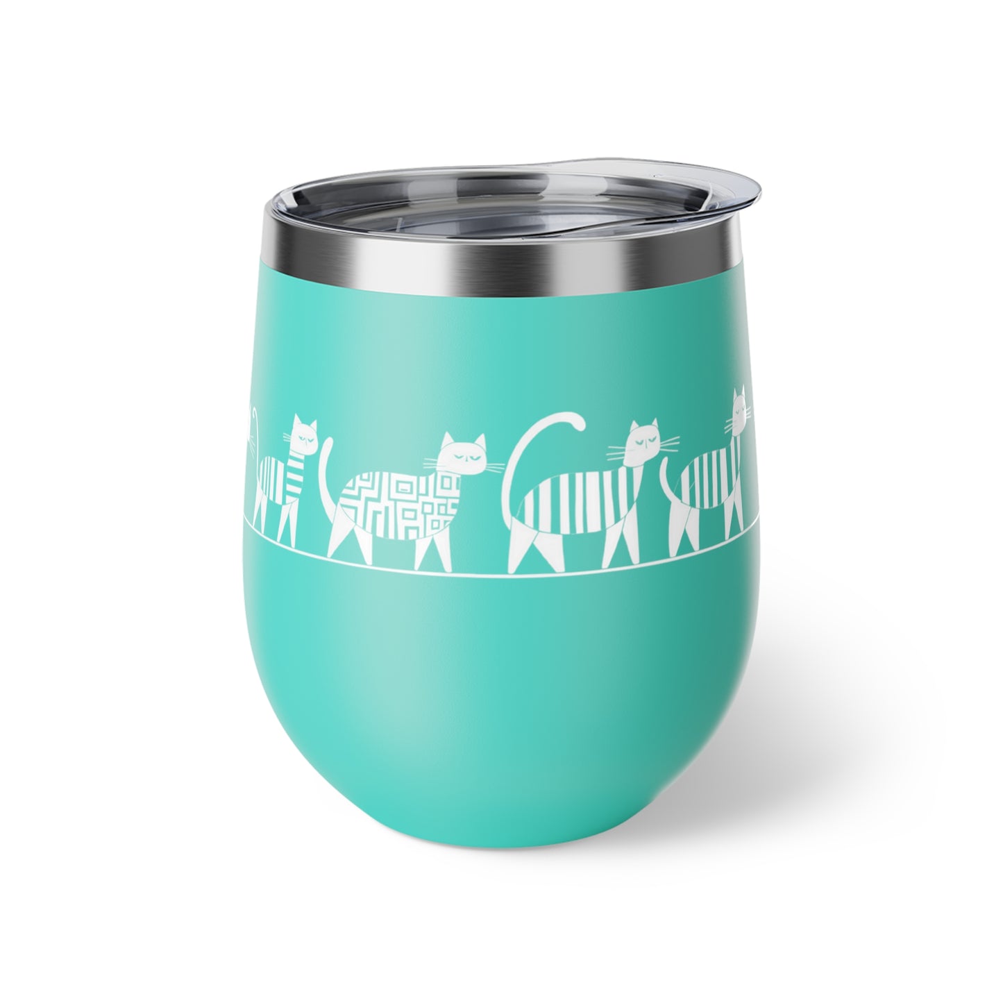Gobelet 12 oz en inox - Imprimé amusant de chats marchant en file