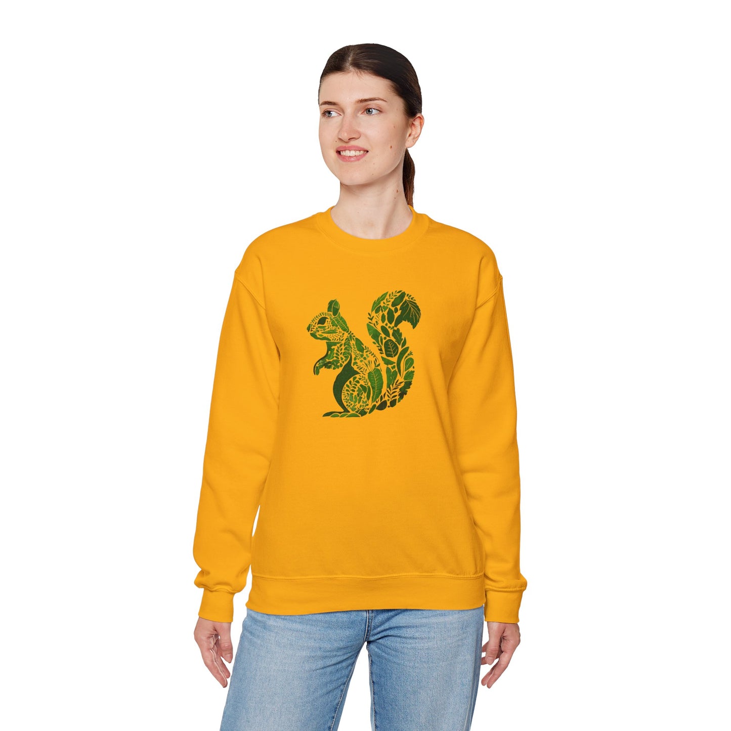 Pull en coton écolo – Feuilles vertes en forme d'écureuil