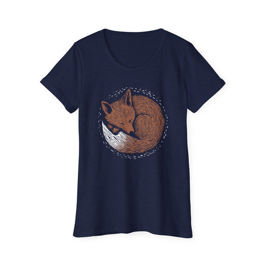 T-shirt en coton bio - Imprimé de renard en style sérigraphie