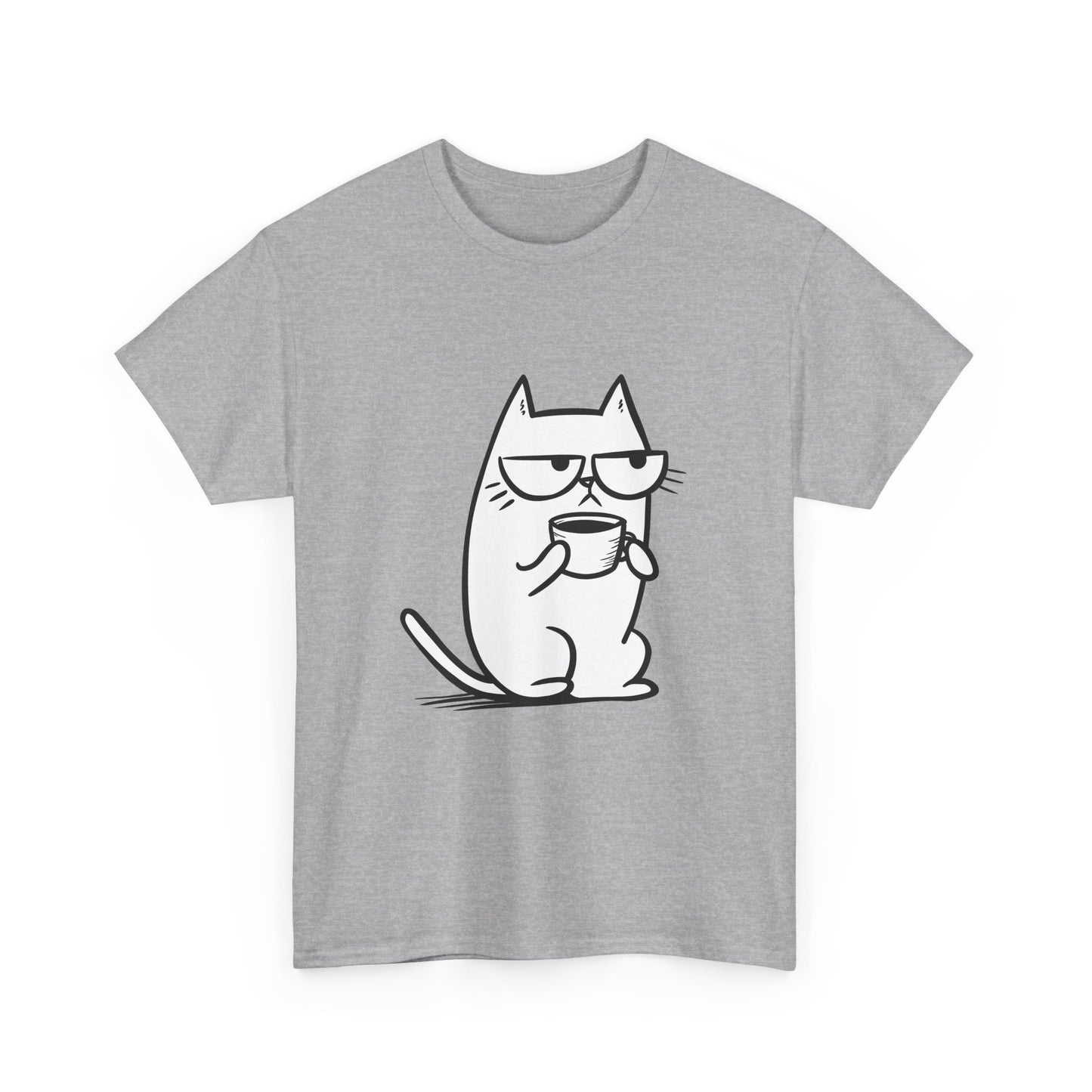 T-shirt en coton durable – Chat sarcastique avec tasse