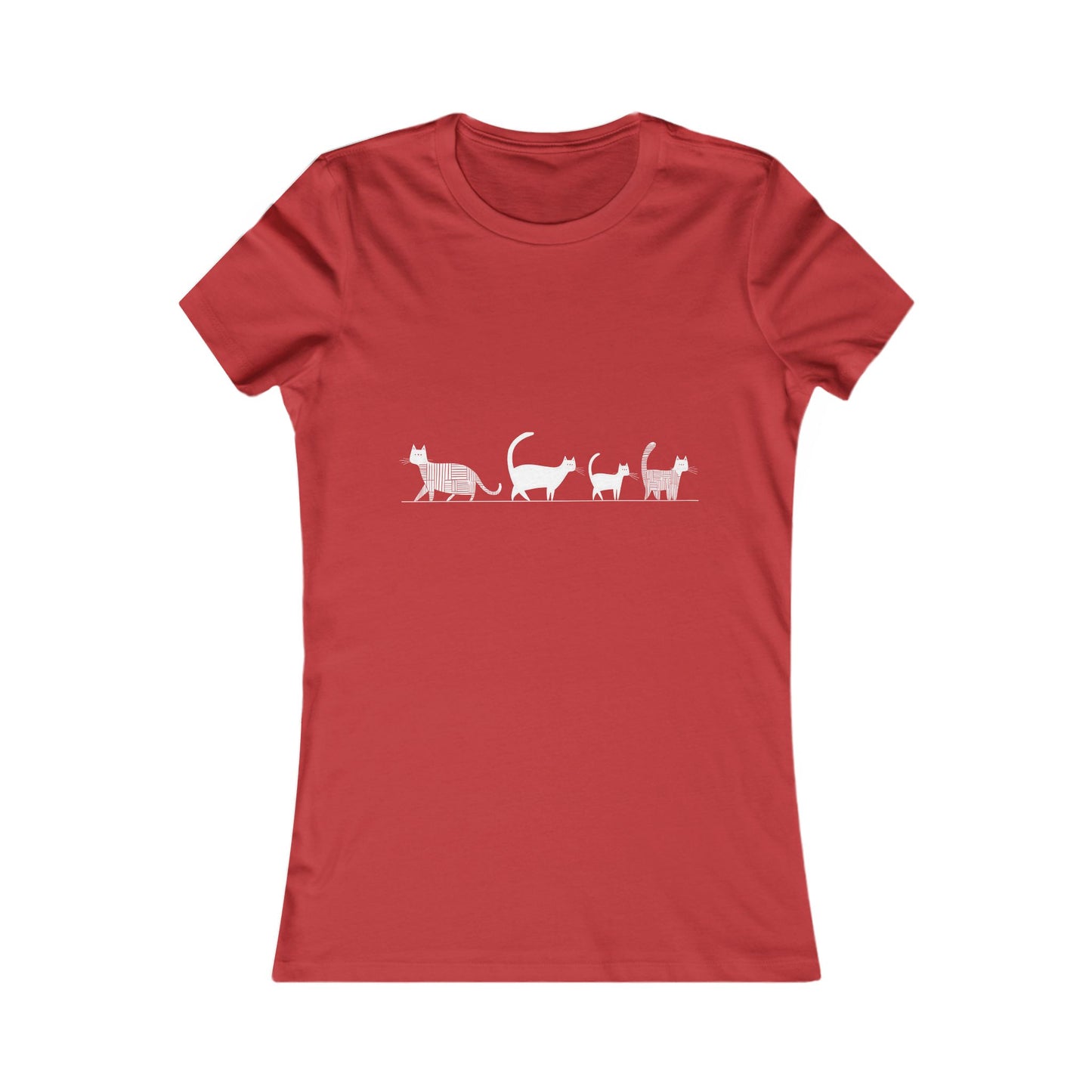 Eco-friendly slim fit t-shirt – Cats walking in single file