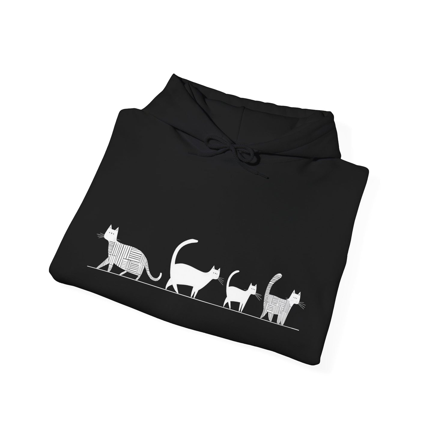 Sweat à capuche en coton durable – Chats en file indienne