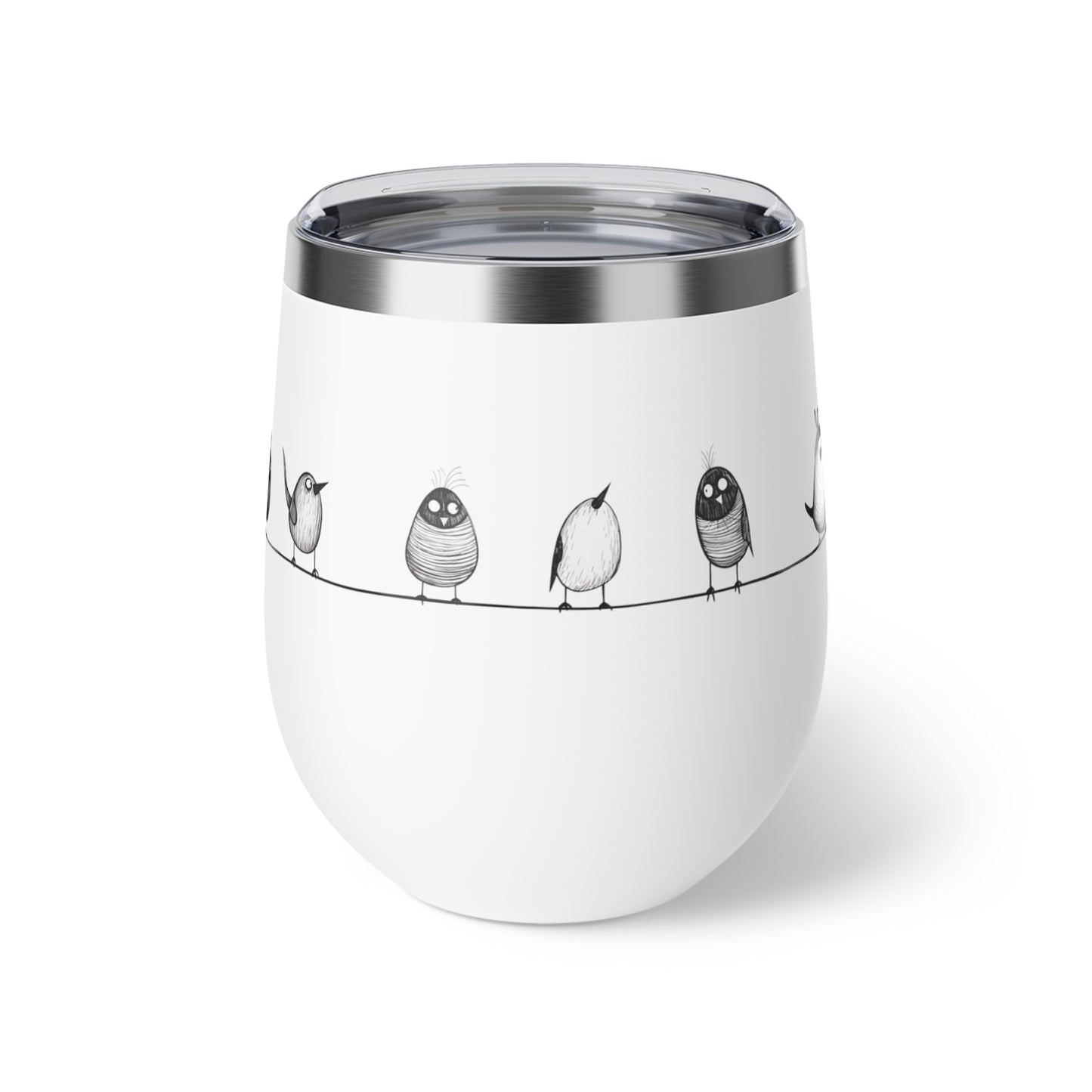 Gobelet 12 oz en acier inox - Imprimé d'oiseaux ludique