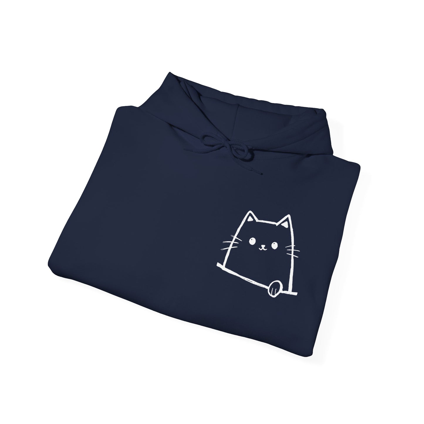 Sweat à capuche en coton durable – Motif de chat minimaliste