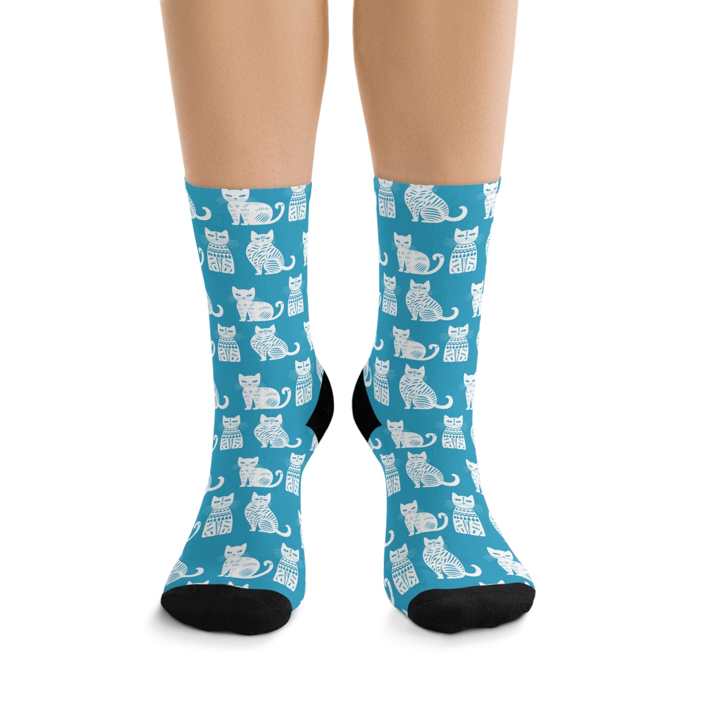 Chaussettes écolo - Motif de chats - rose zombie