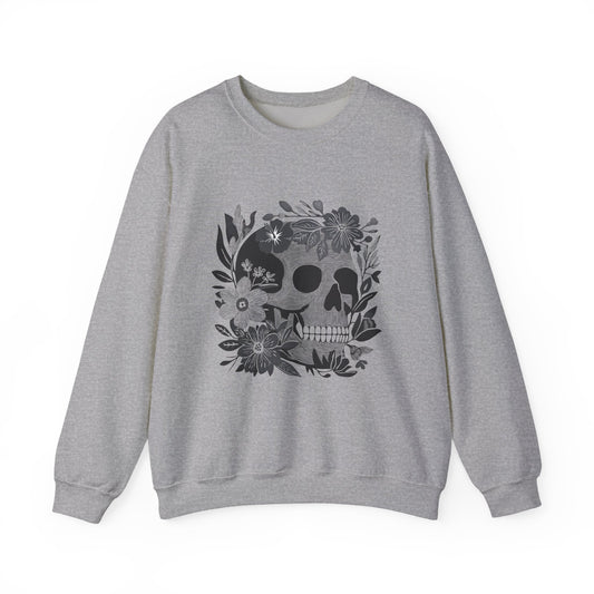 Pull en coton éthique - Crâne fleuri style gothique