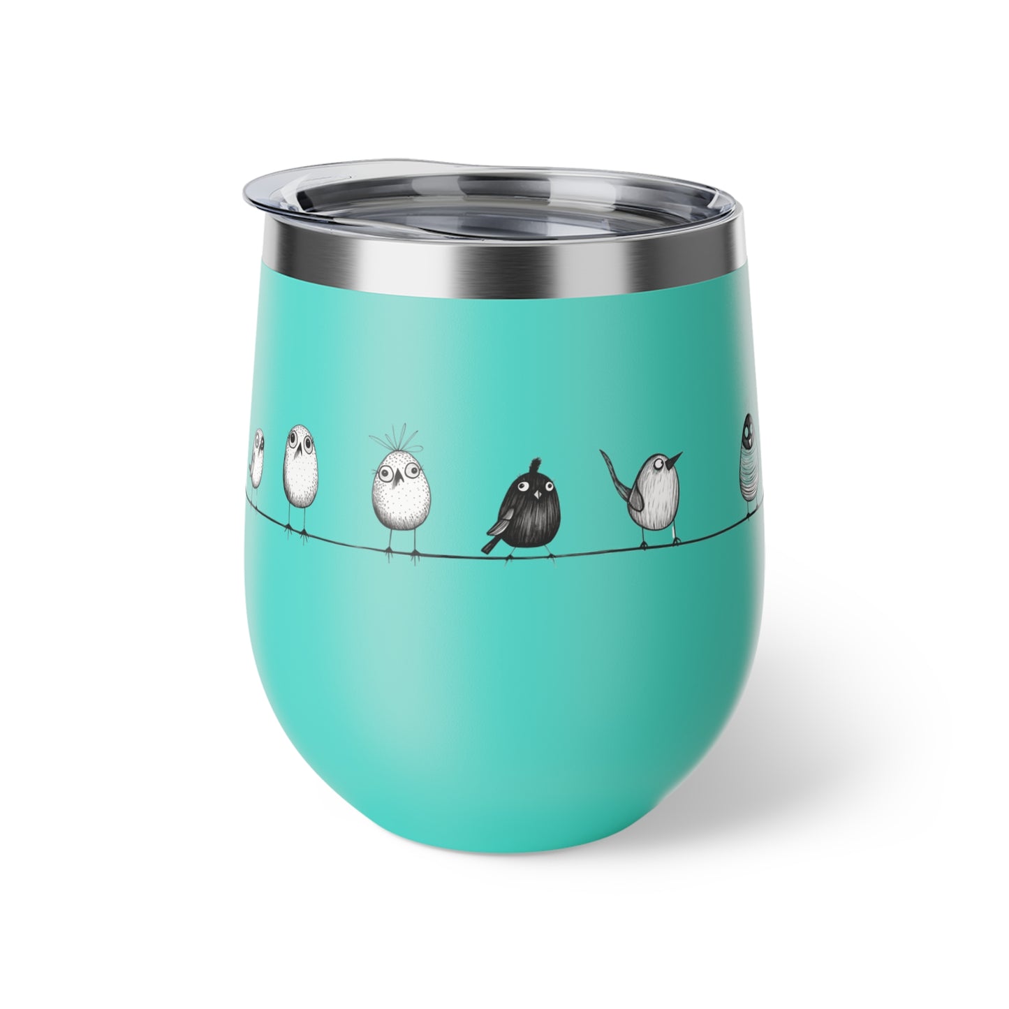 Gobelet 12 oz en acier inox - Imprimé d'oiseaux ludique