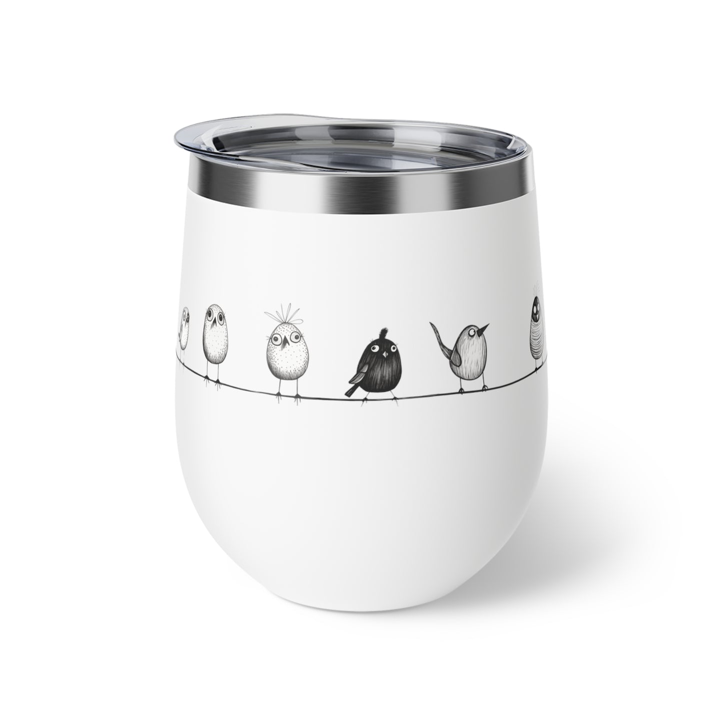 Gobelet 12 oz en acier inox - Imprimé d'oiseaux ludique