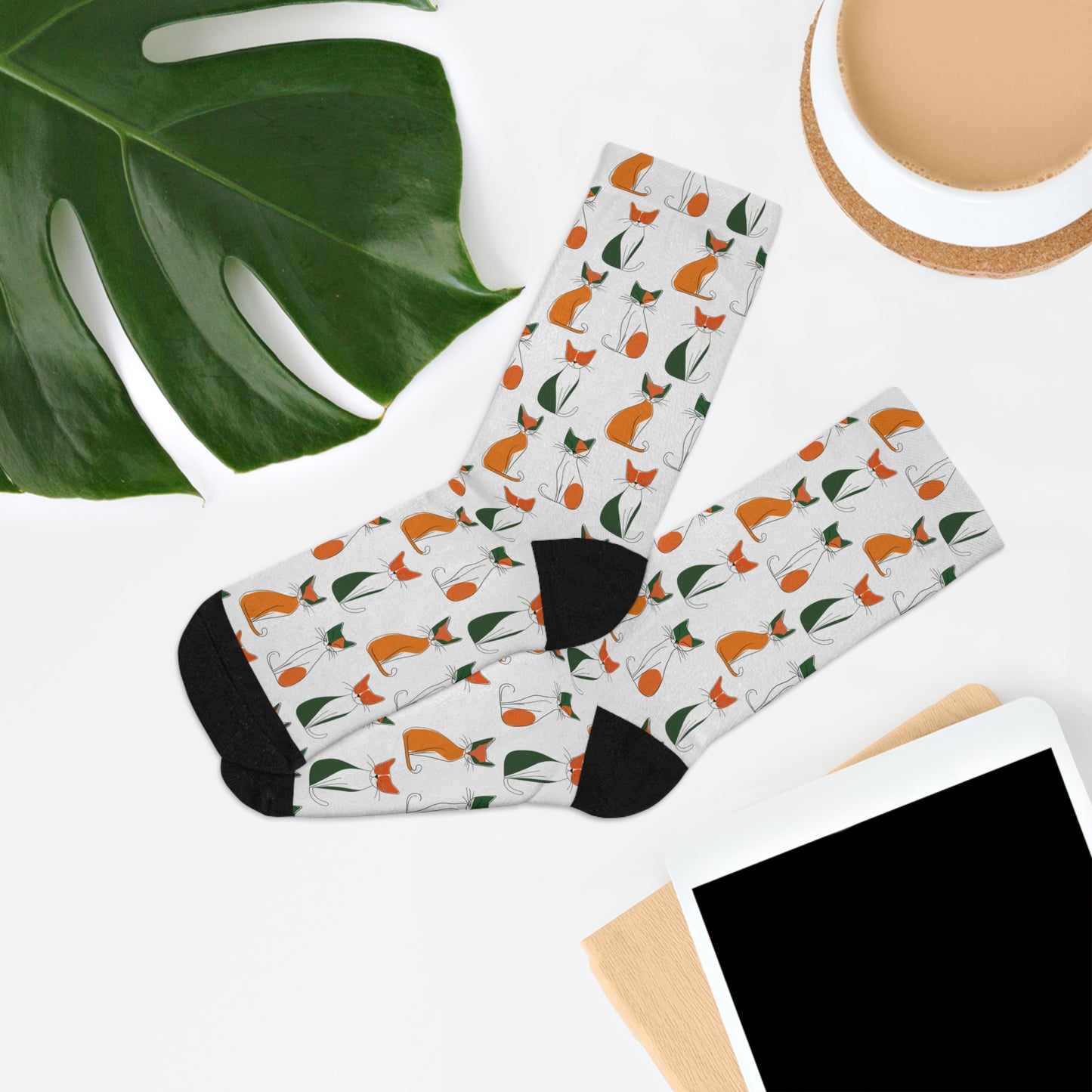 Chaussettes écolo - Motif de chats - rose zombie