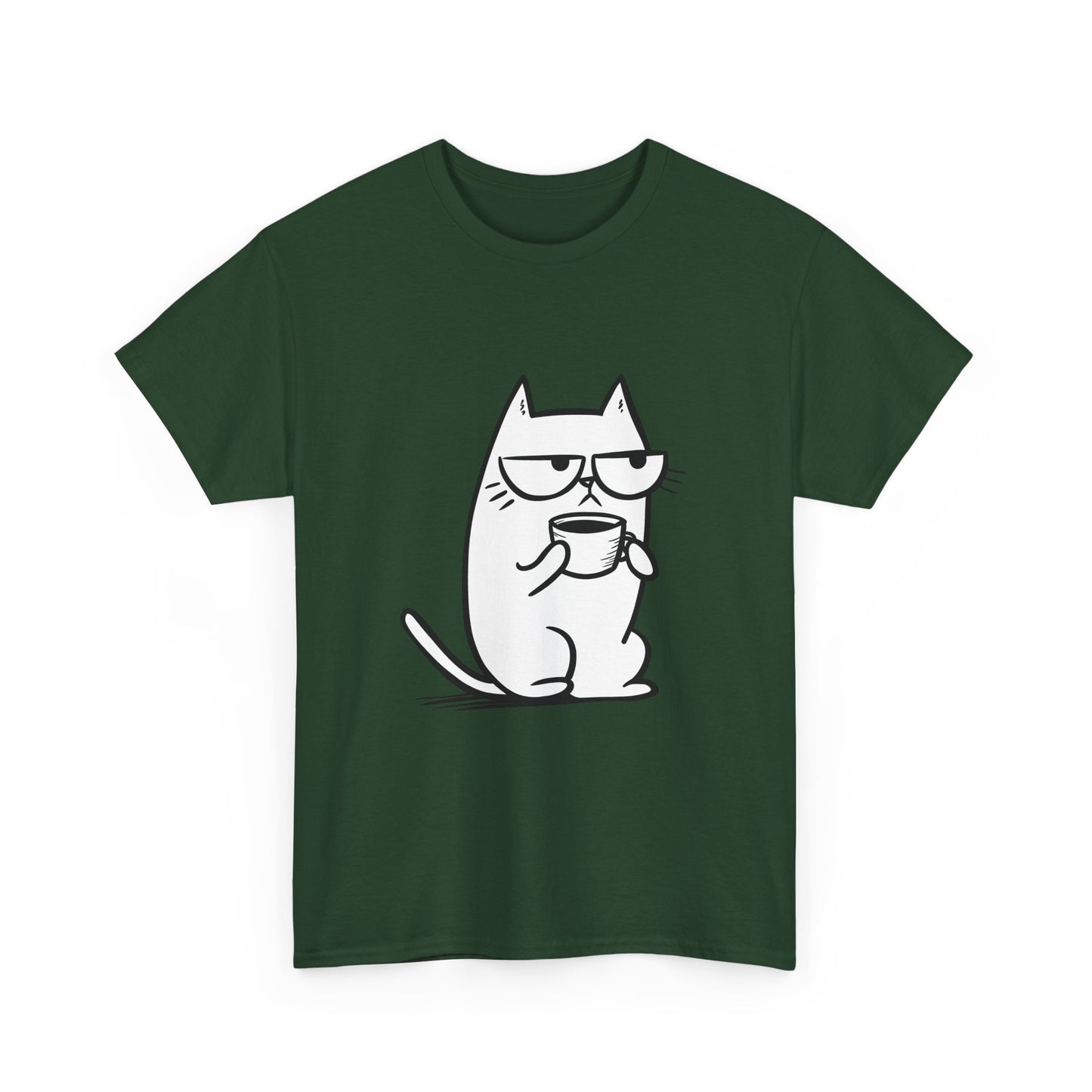 T-shirt en coton durable – Chat sarcastique avec tasse