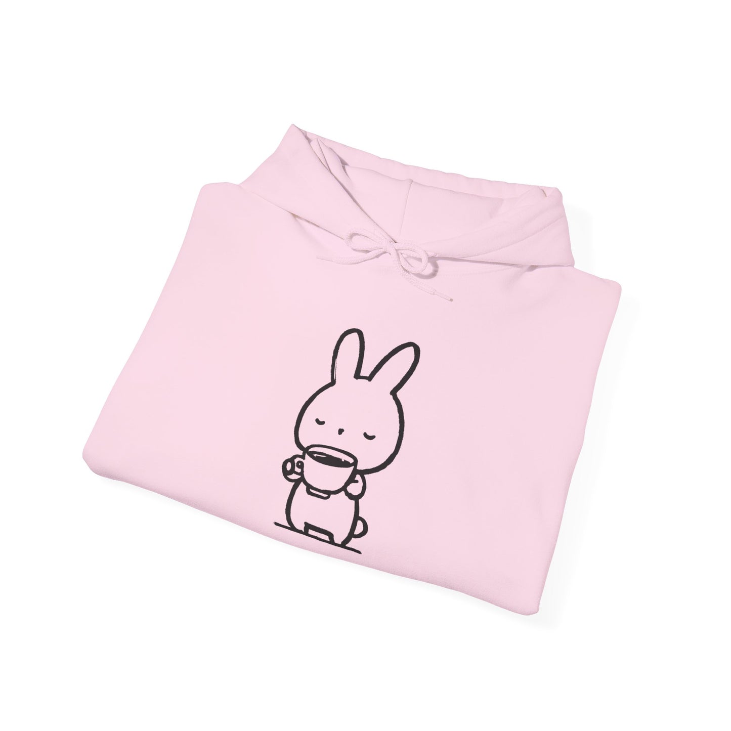 Sweat à capuche en coton durable "Pause Café" – Lapin avec tasse de café
