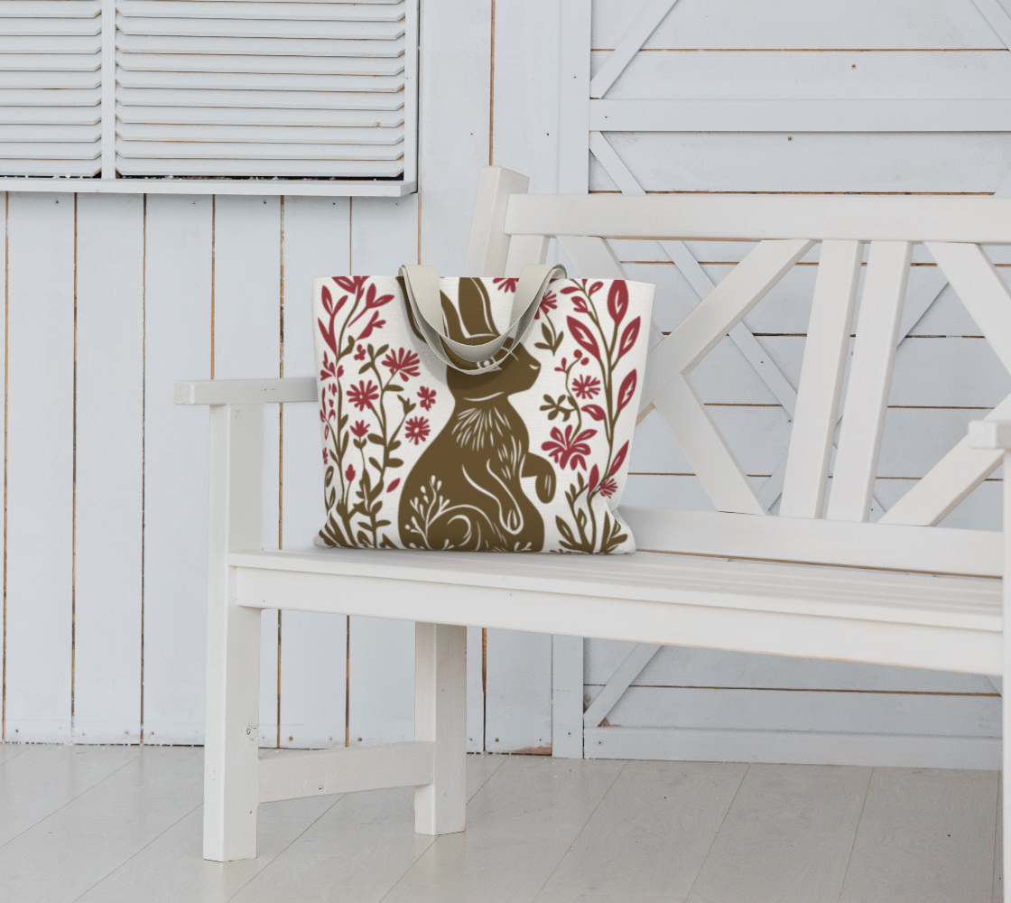 Grand sac tote en toile de coton durable - Imprimé de lapin