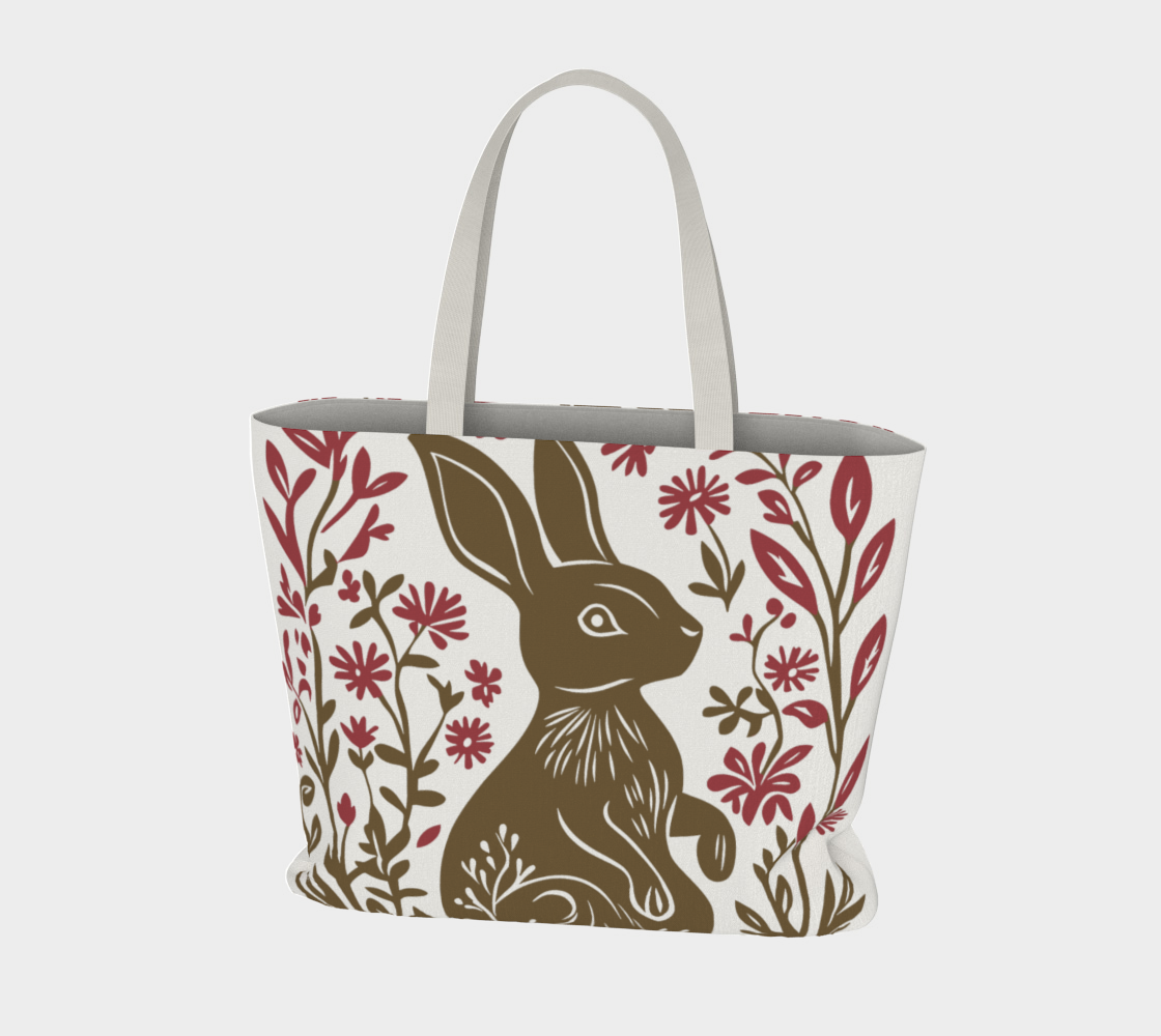 Grand sac tote en toile de coton durable - Imprimé de lapin