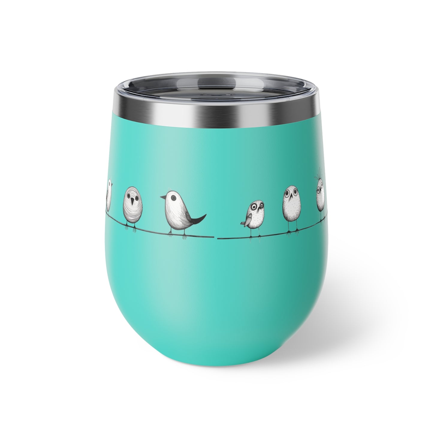 Gobelet 12 oz en acier inox - Imprimé d'oiseaux ludique