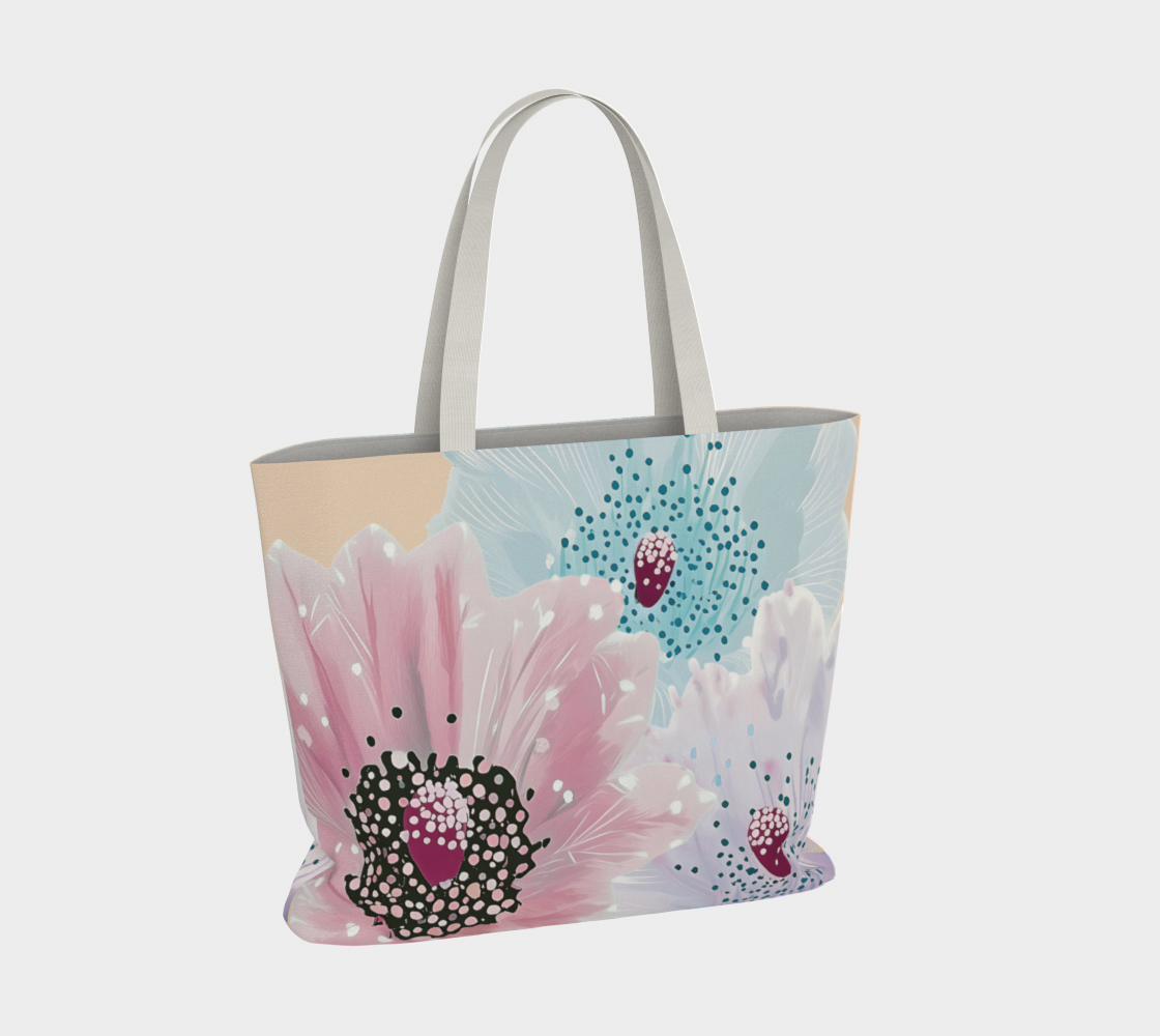 Sac tote large en coton éthique – Fleurs pastel