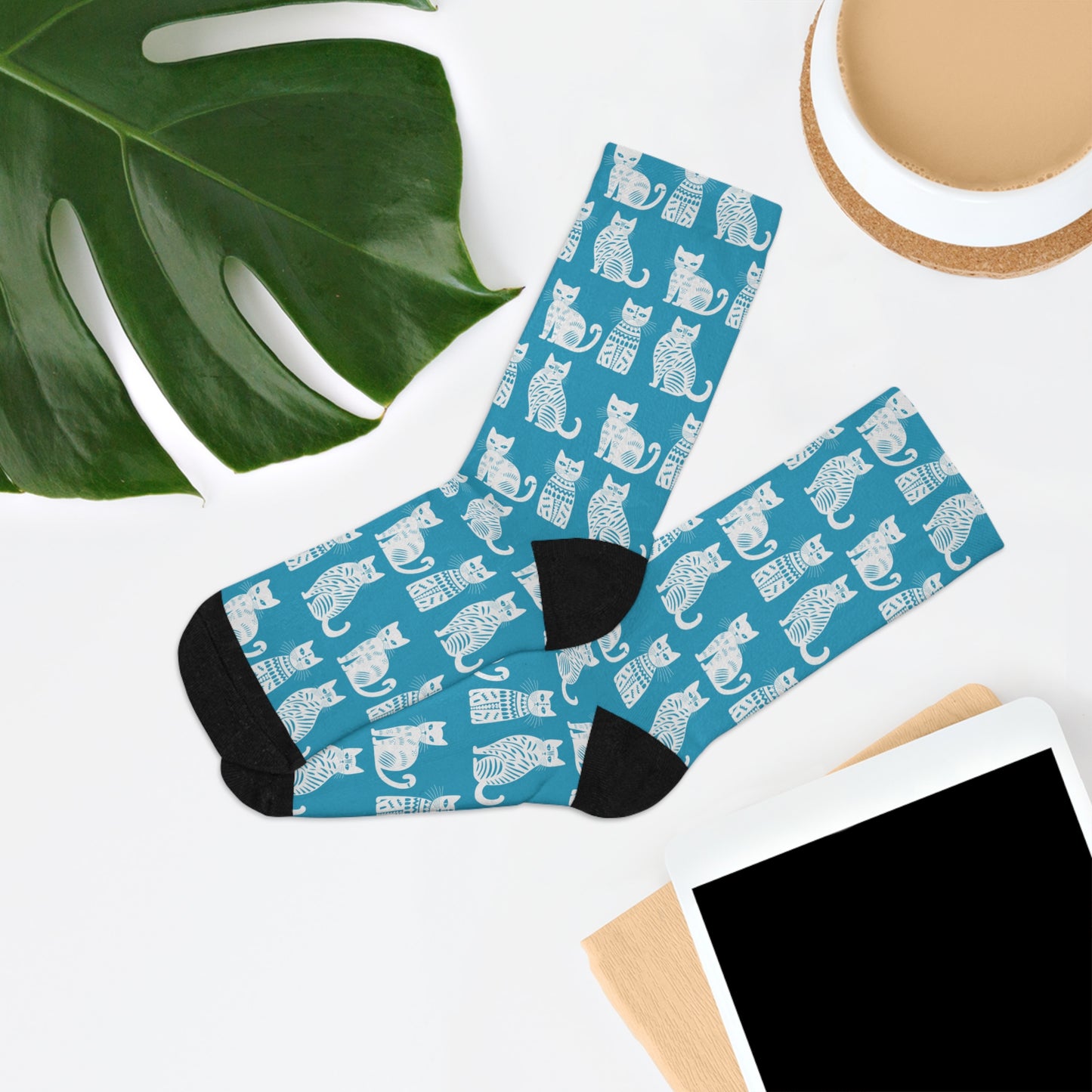 Chaussettes écolo - Motif de chats - rose zombie