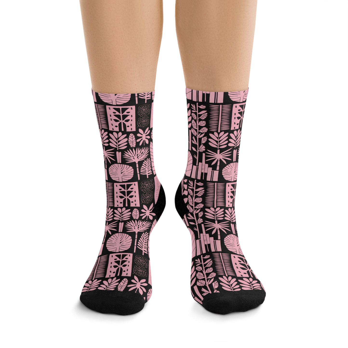Chaussettes écolo - Motif de plantes tropicales - rose zombie