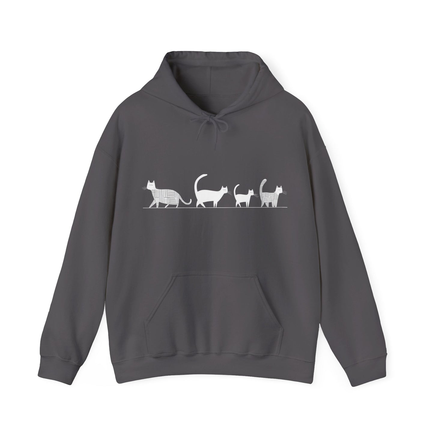 Sweat à capuche en coton durable – Chats en file indienne