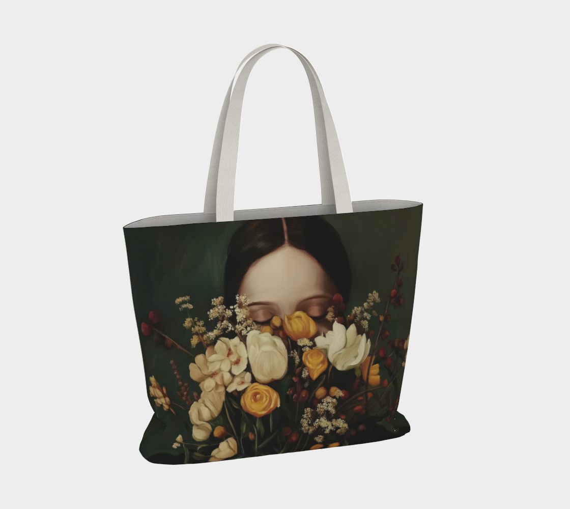 Sac tote large en coton éthique – Renaissance florale