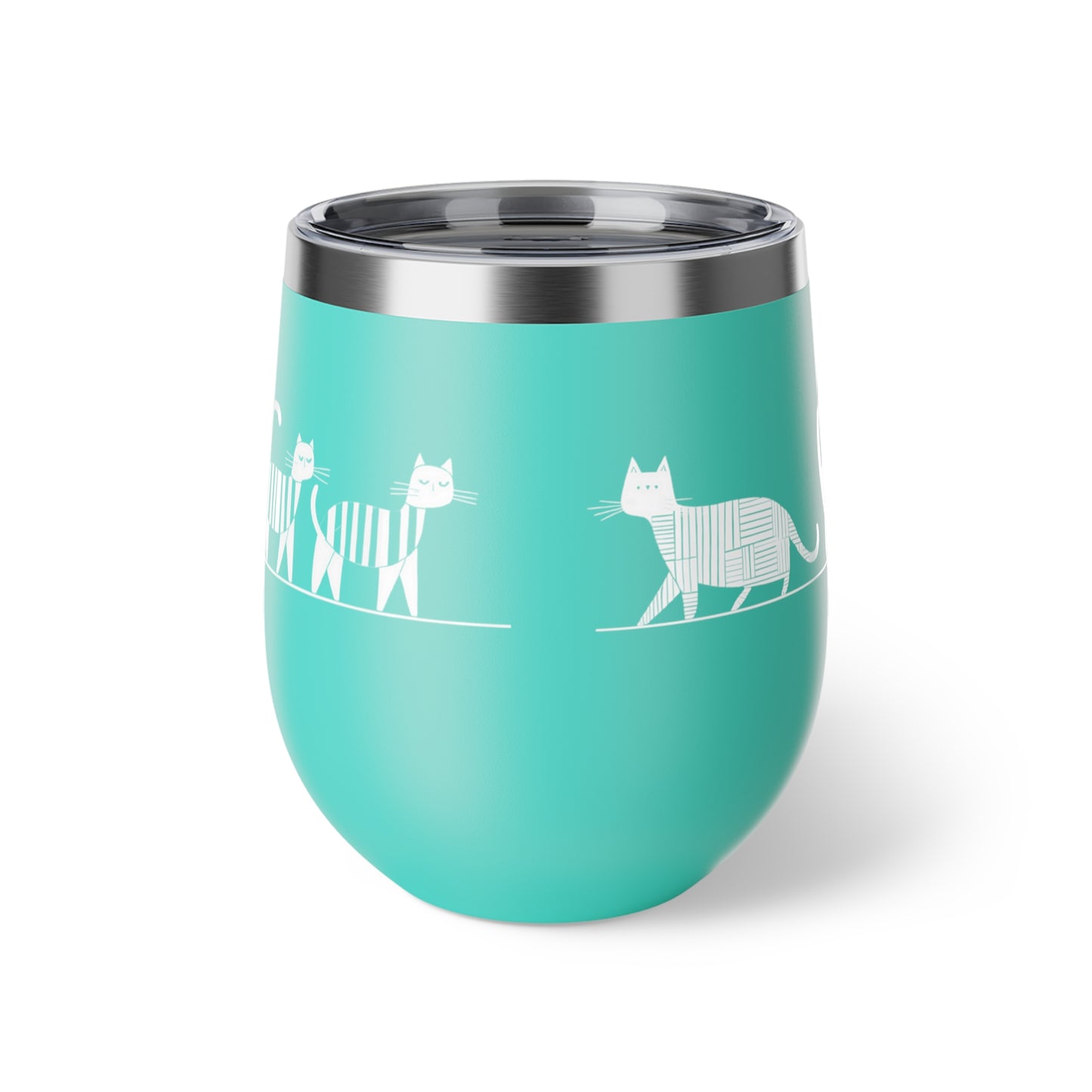 Gobelet 12 oz en inox - Imprimé amusant de chats marchant en file