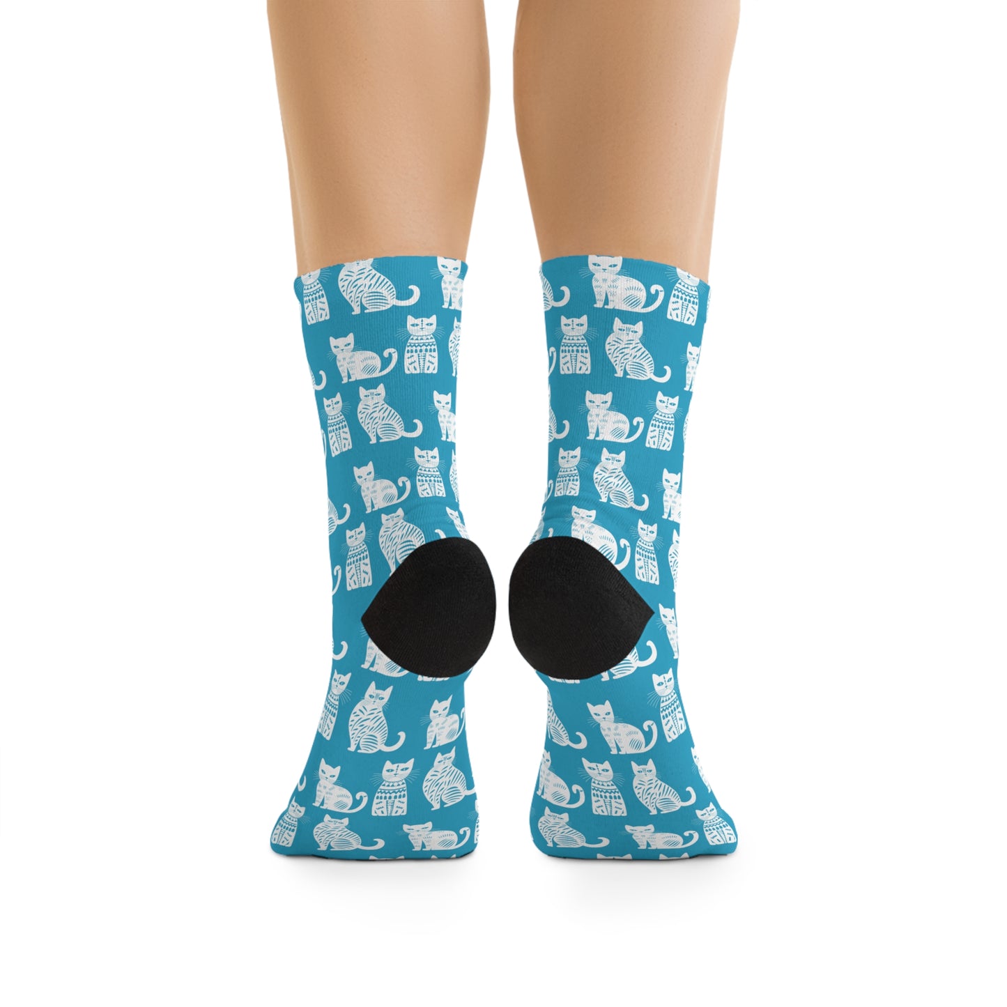 Chaussettes écolo - Motif de chats - rose zombie