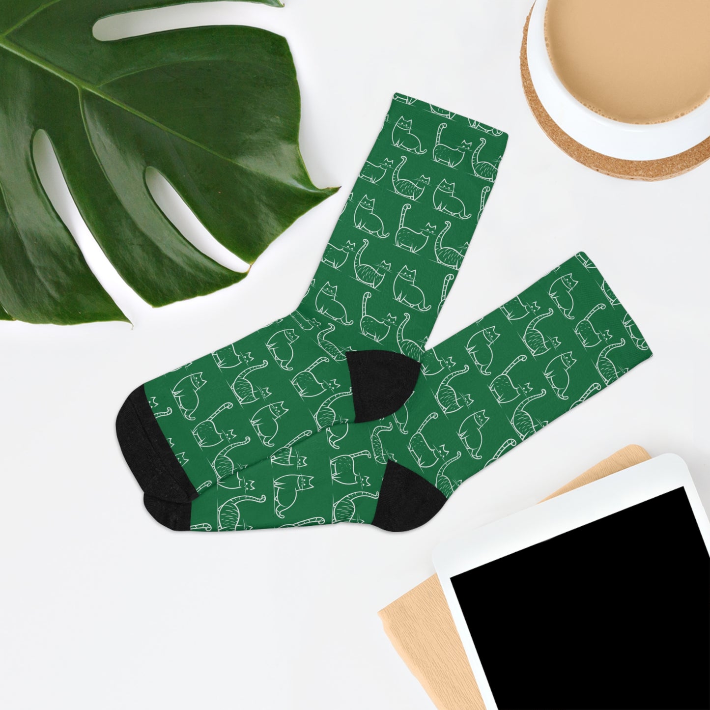 Chaussettes écolo - Motif de chats - rose zombie