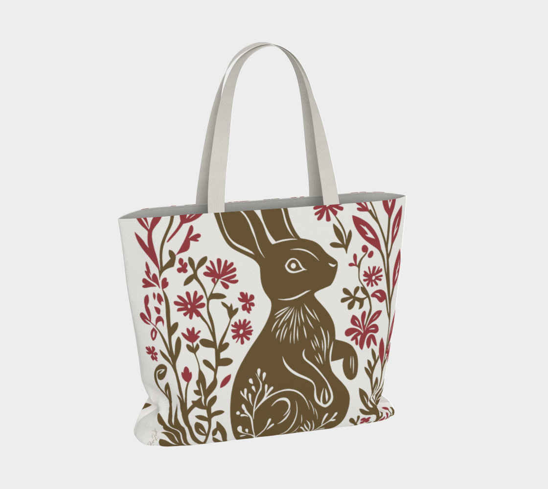 Grand sac tote en toile de coton durable - Imprimé de lapin