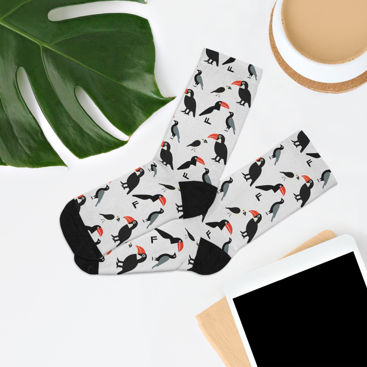 Chaussettes écolo - Motif d'oiseaux tropicaux - rose zombie