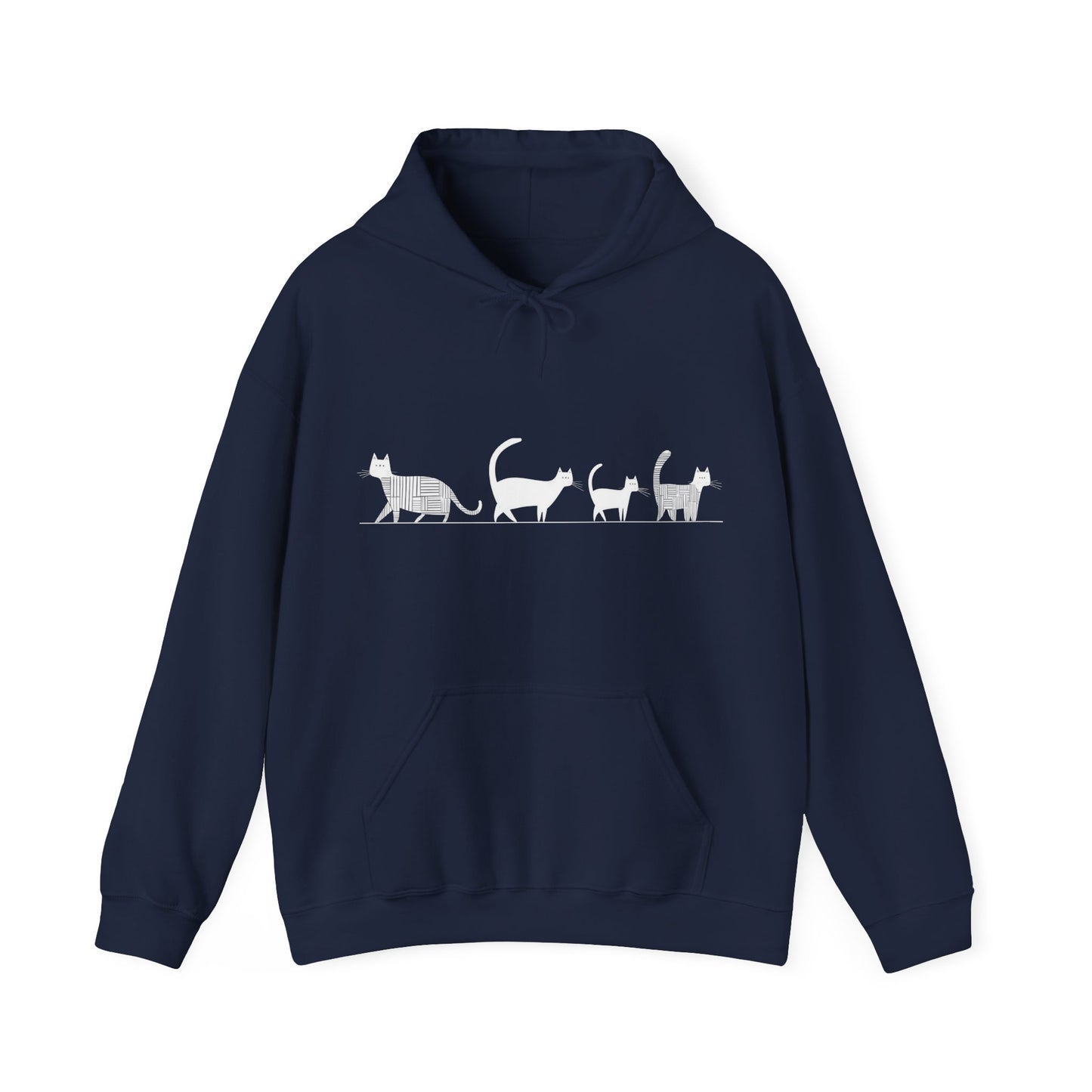 Sweat à capuche en coton durable – Chats en file indienne