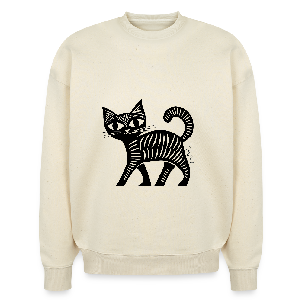 Pull surdimensionné en coton bio - Motif de chat - rose zombie
