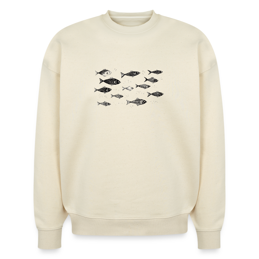 Pull surdimensionné en coton bio - Motif de poisson - rose zombie