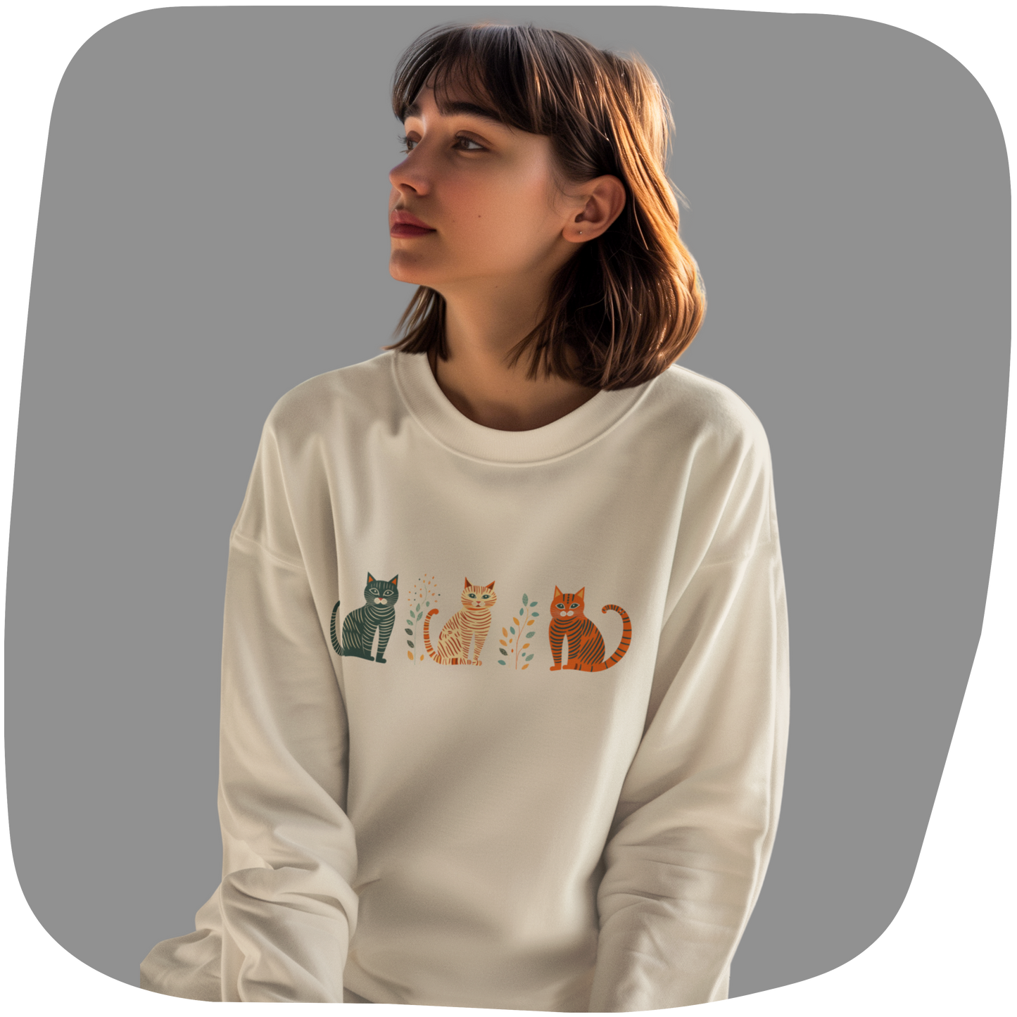 Sweatshirt en coton bio - Motif de chats adorables