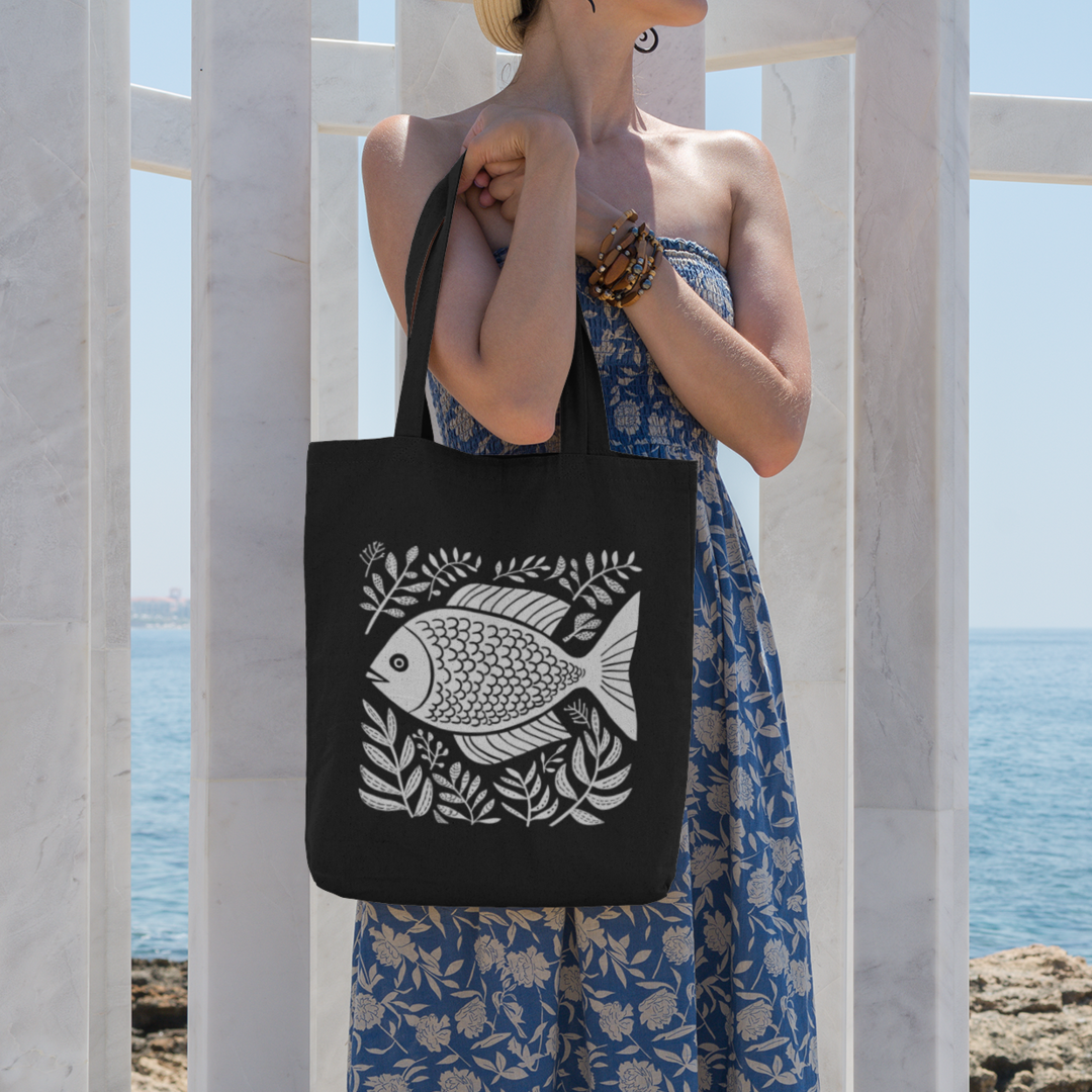 Sac tote en coton 100% bio - Motif marin