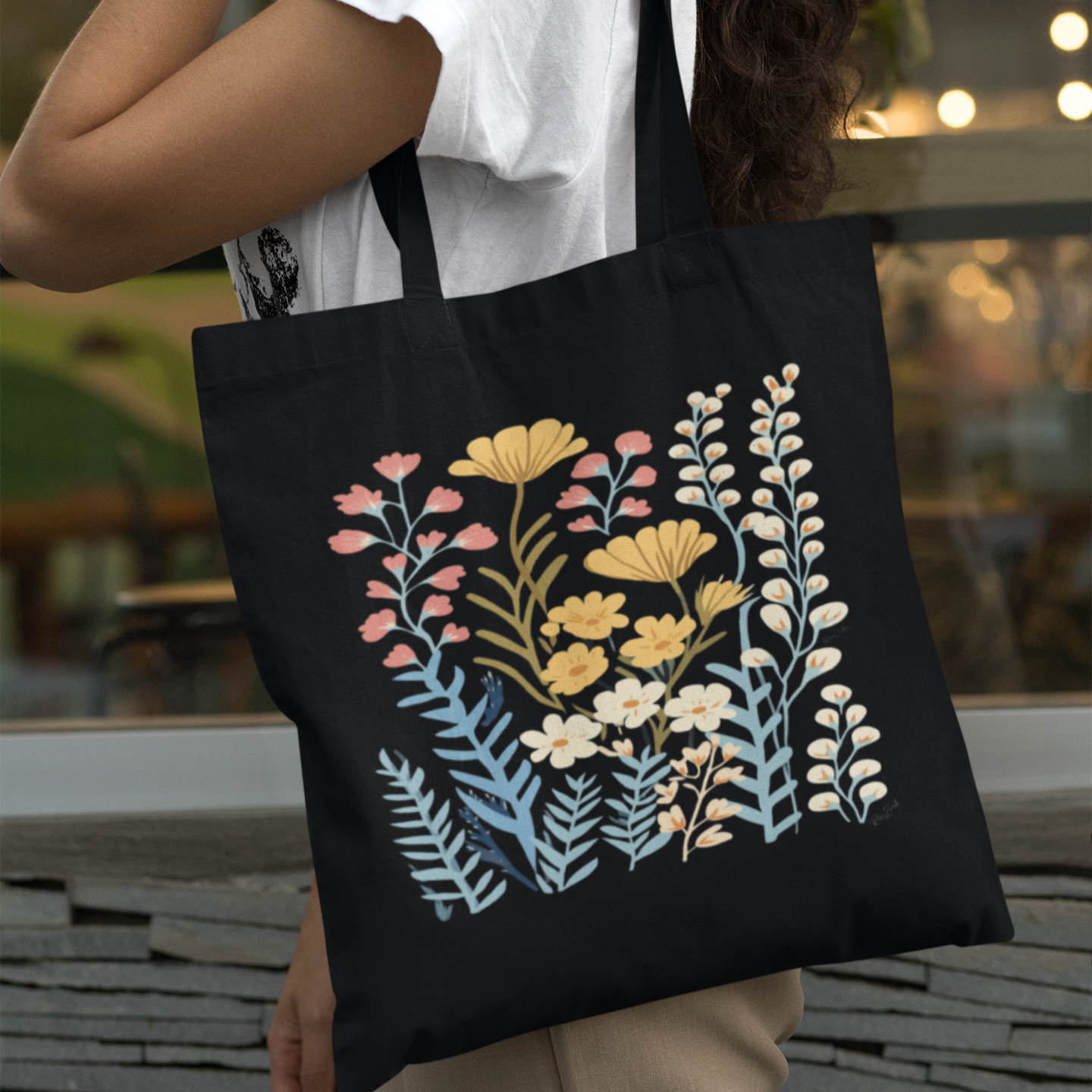 Sac tote en coton bio - Imprimé de fleurs