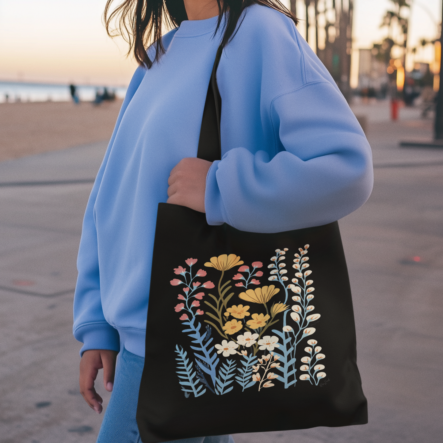 Sac tote en coton bio - Imprimé de fleurs
