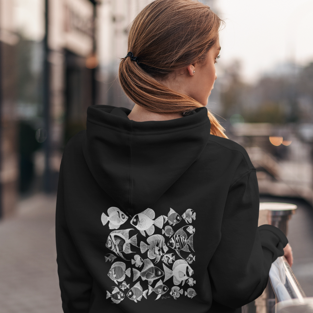 Sweatshirt à capuche court Mako - Motif marin