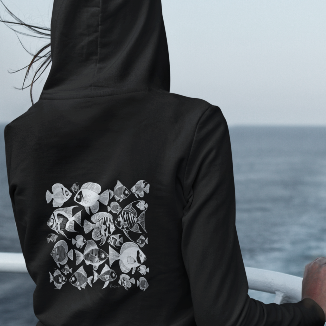 Sweatshirt à capuche court Mako - Motif marin