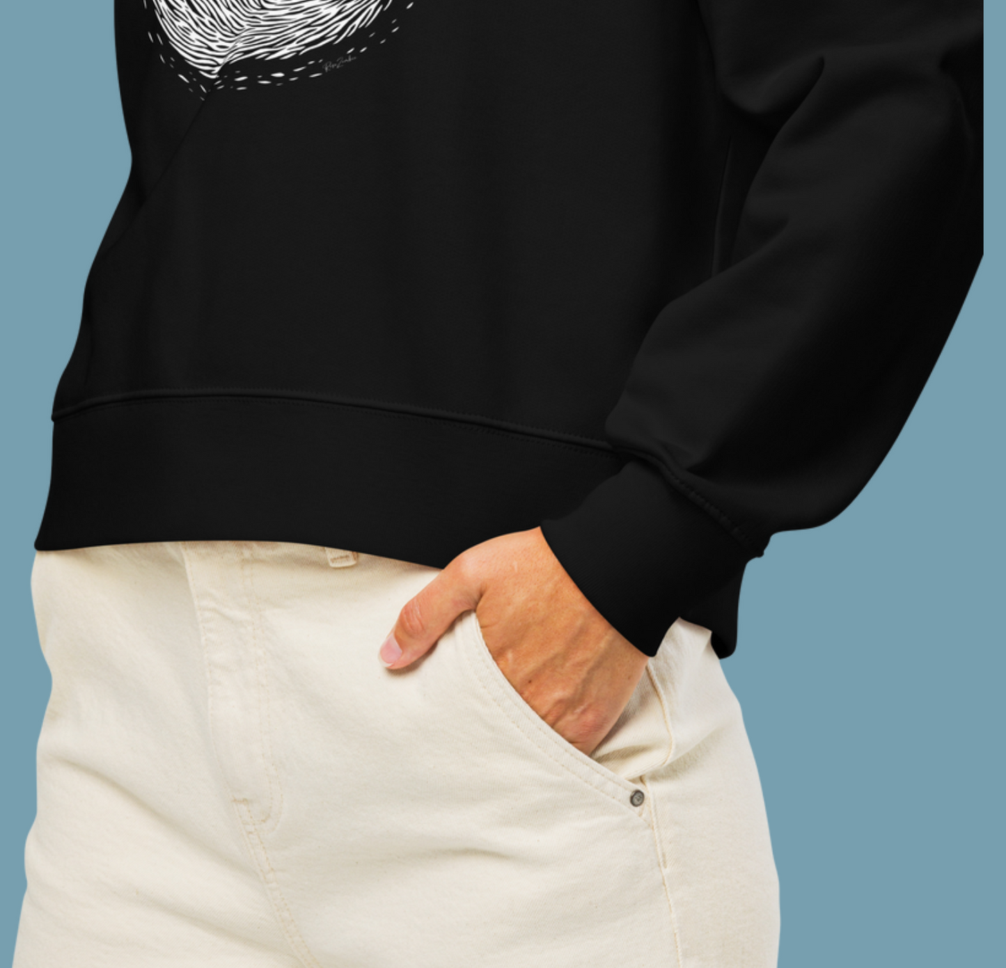 Pull court en coton bio Foxy - Motif de renard - rose zombie