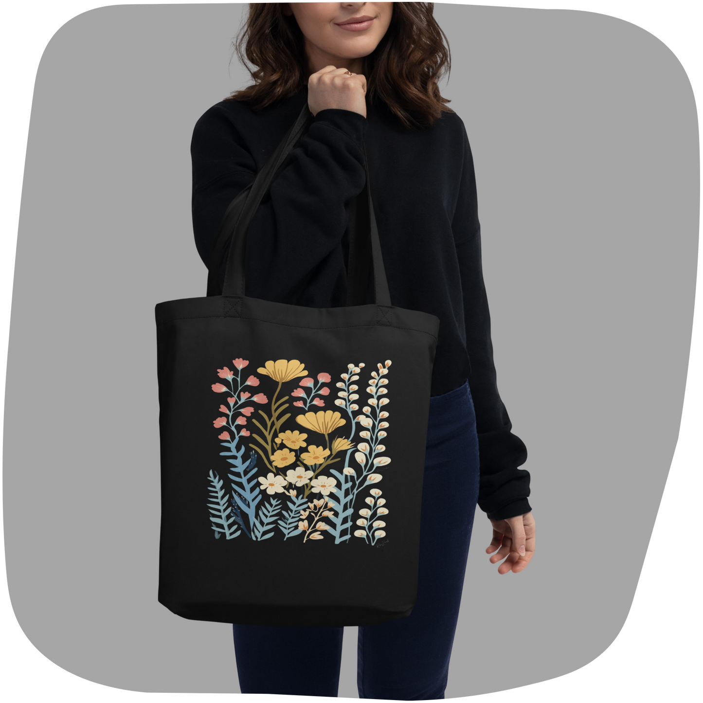 Sac tote en coton bio - Imprimé de fleurs