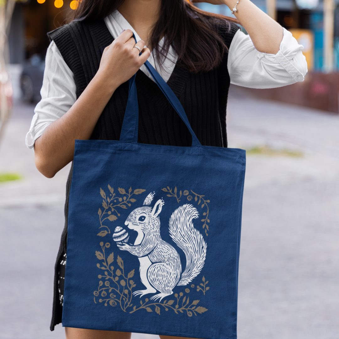 Sac tote recyclé - Motif d'écureuil - rose zombie