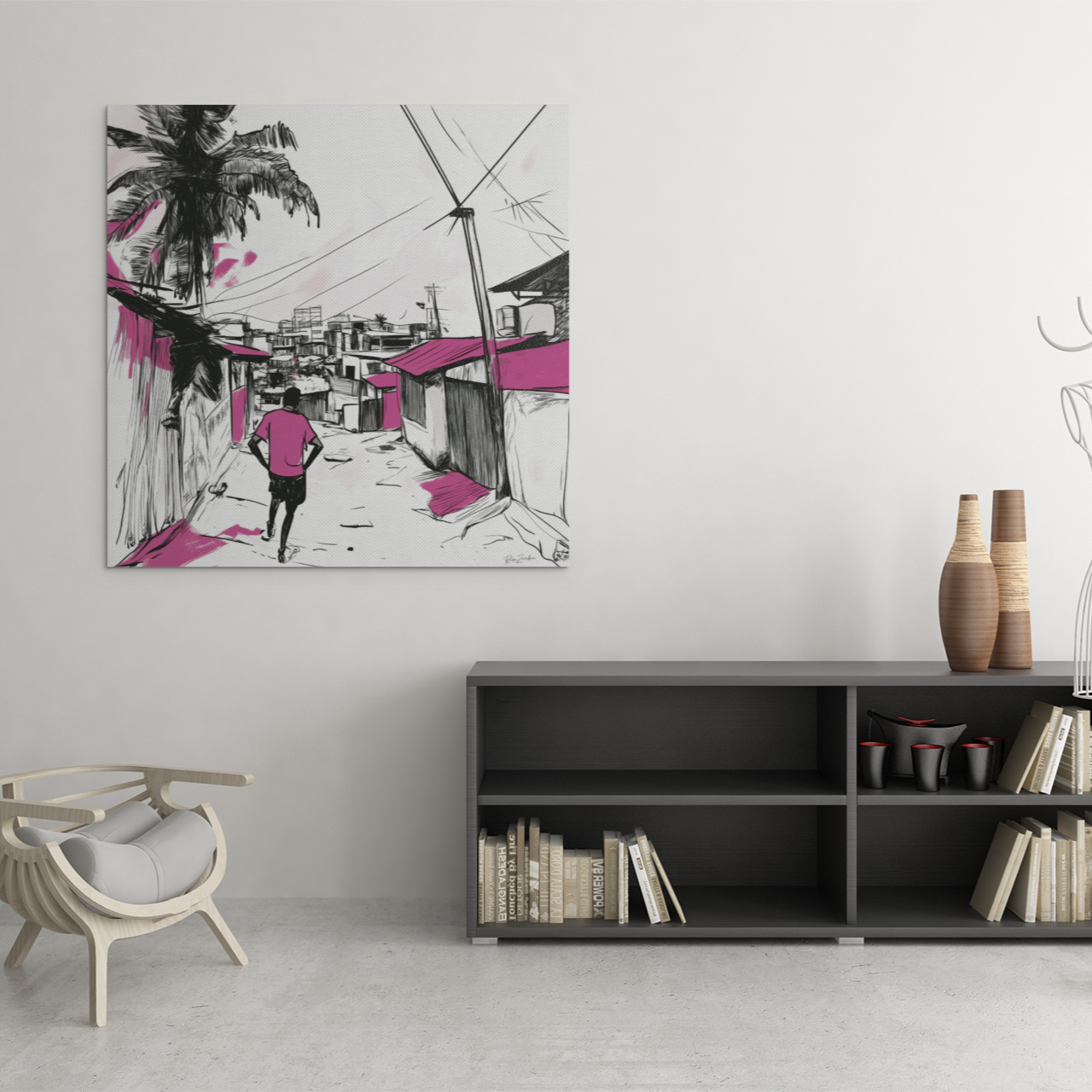 Poster imprimé écolo - Paysage des Caraïbes en style sketch