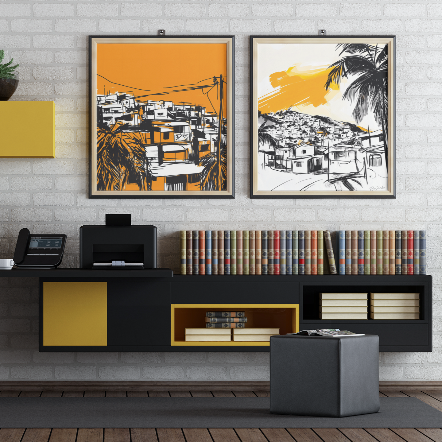 Poster imprimé écolo - Paysage des Caraïbes en style sketch