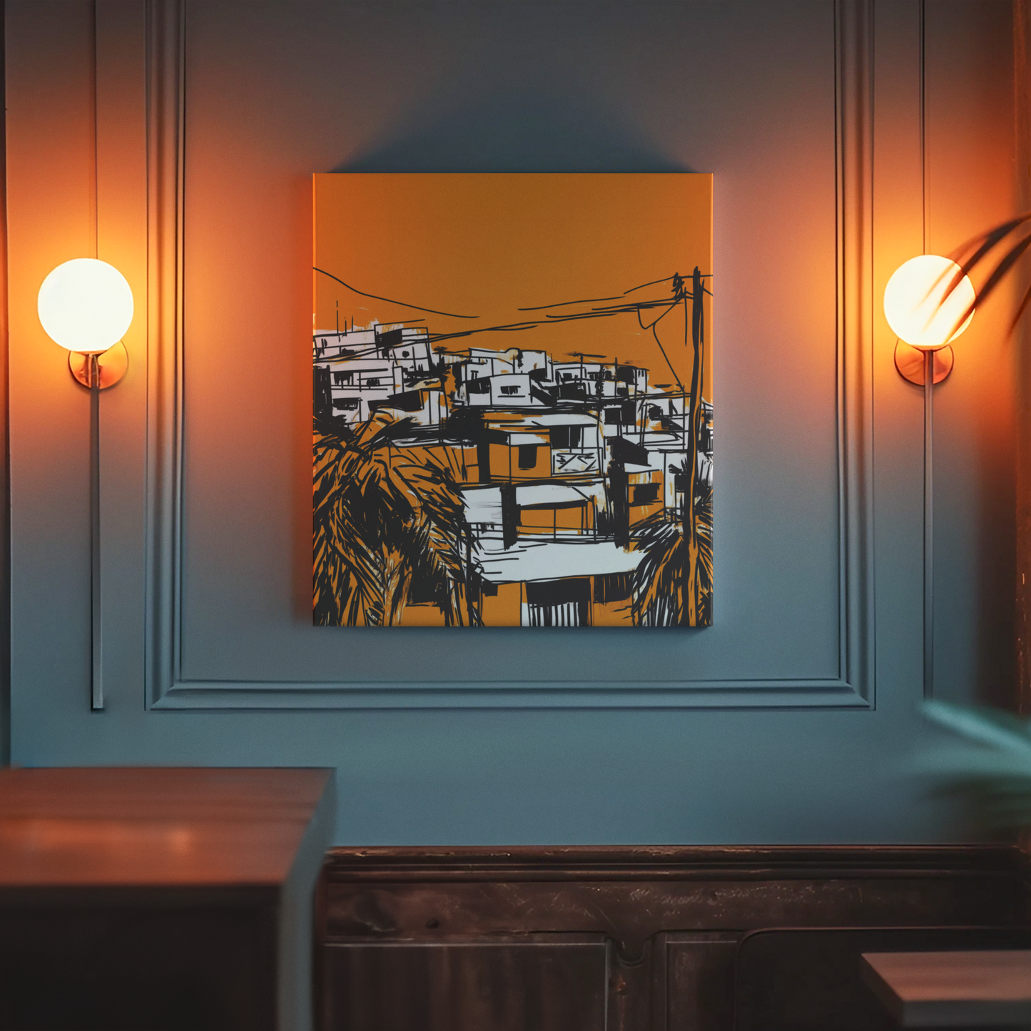 Poster imprimé écolo - Paysage des Caraïbes en style sketch