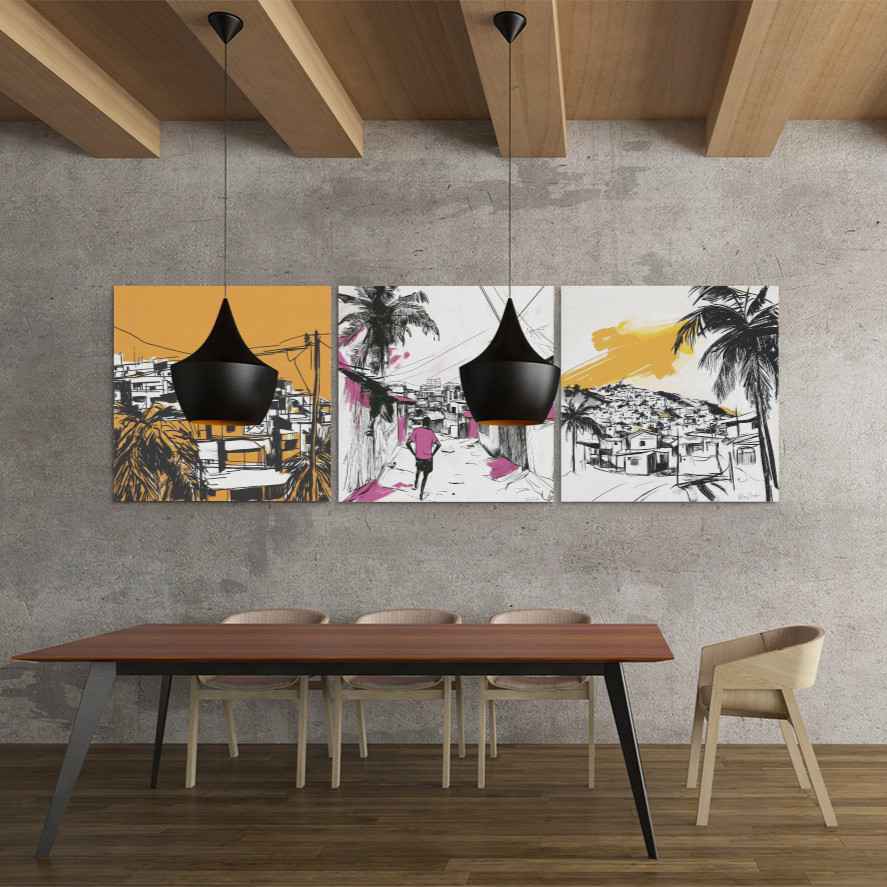 Poster imprimé écolo - Paysage des Caraïbes en style sketch
