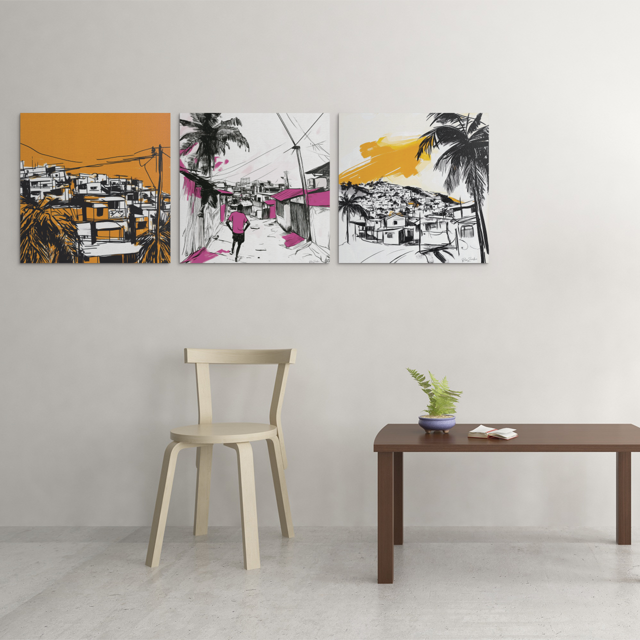 Poster imprimé écolo - Paysage des Caraïbes en style sketch