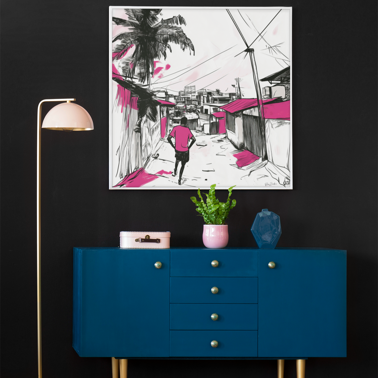 Poster imprimé écolo - Paysage des Caraïbes en style sketch