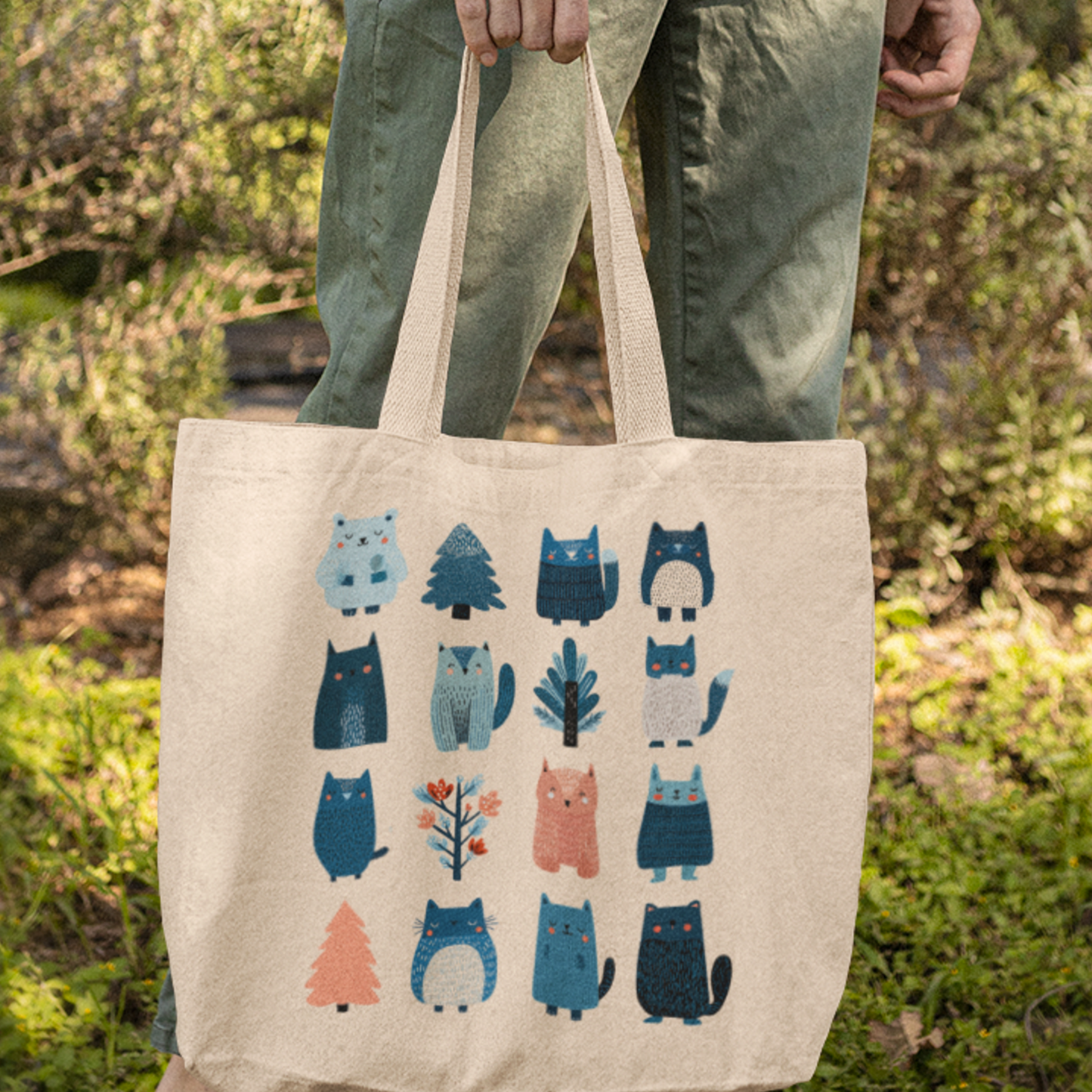 Sac tote en coton écolo - Faune de la forêt boréale