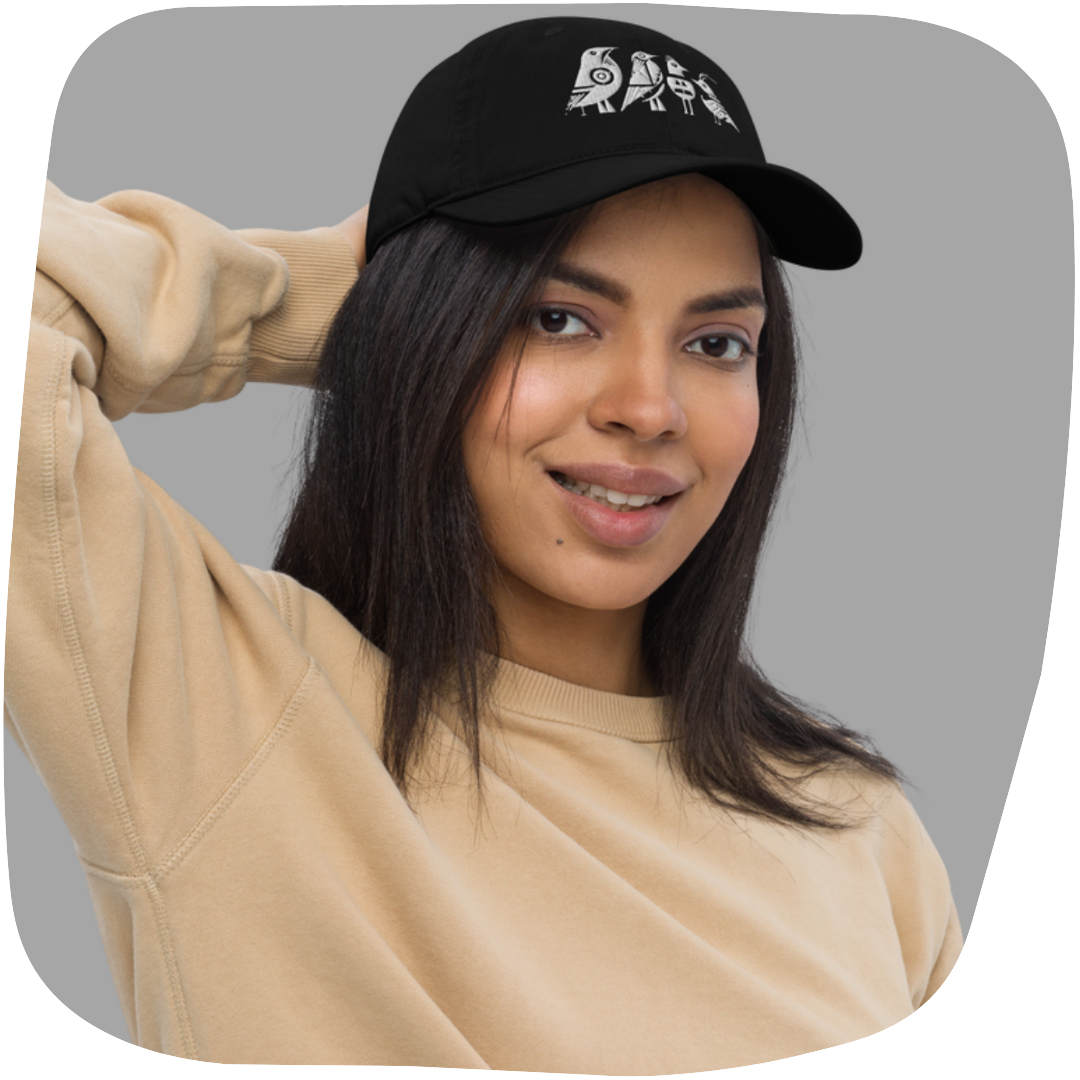 Casquette de baseball bio Echo - Motif brodé d'oiseaux - rose zombie