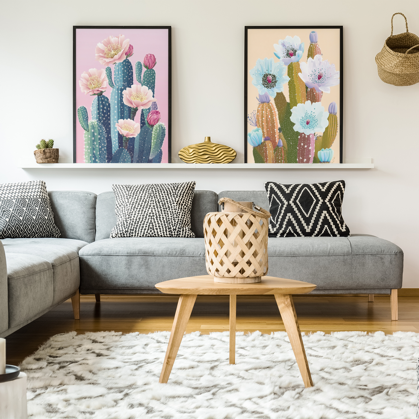 Poster imprimé écolo d'un cactus en fleurs